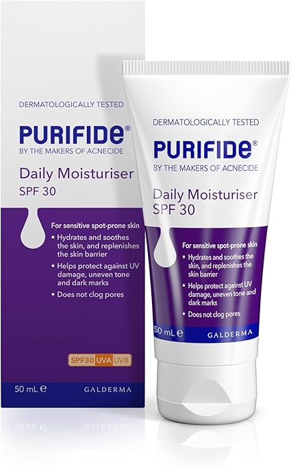 Purifide by Acnecide SPF 30 Daily Face Moisturiser for Acne Prone Skin & Blemish Control 50ml AMZ