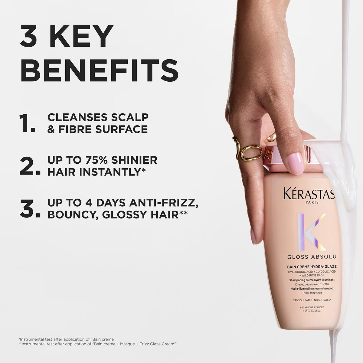 Kérastase Gloss Absolu Bain Crème Hydra-Glaze Shampoo For Thick Frizzy Hair  250ml