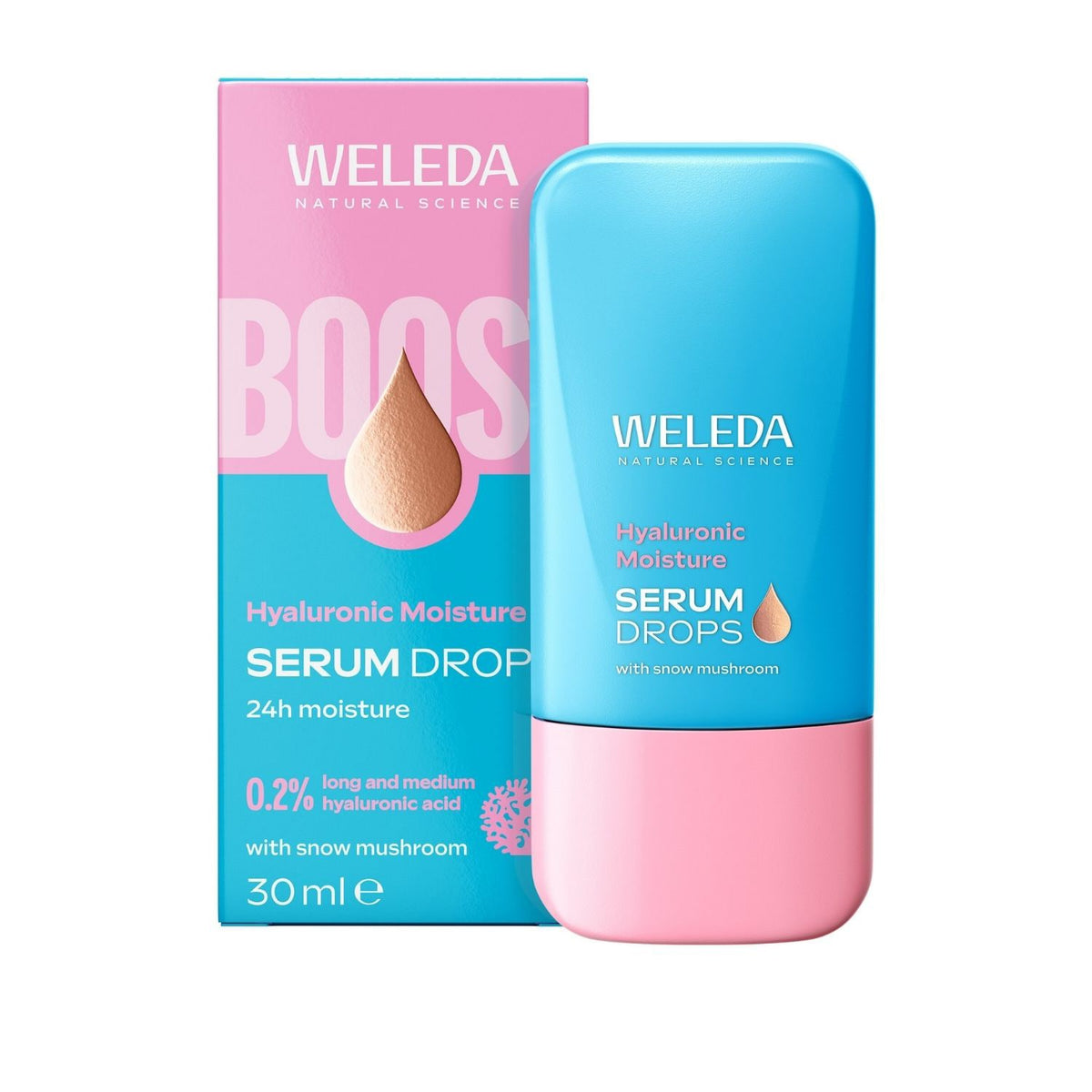 Weleda Hyaluronic Moisture Serum Drops with Snow Mushroom - 24H Moisture Deep Hydration 30ml
