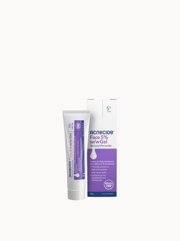 Acnecide Face Gel 5% Benzoyl Peroxide Acne Treatment for Spot Prone Skin 15g AMZ