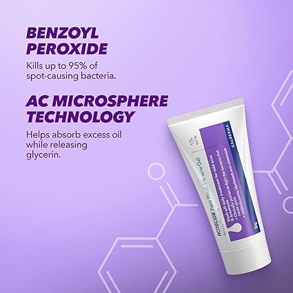 Acnecide Face Wash Gel 5% Benzoyl Peroxide Acne Treatment for Spot-Prone Skin 50g AMZ