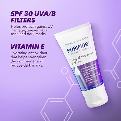 Purifide by Acnecide SPF 30 Daily Face Moisturiser for Acne Prone Skin & Blemish Control 50ml AMZ