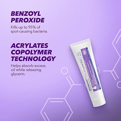 Acnecide Face Gel 5% Benzoyl Peroxide Acne Treatment for Spot Prone Skin 15g AMZ