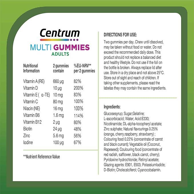 Centrum Multivitamin Gummies for Adults – 30 Chewable Gummies in Mixed Fruit Flavors  AMZ