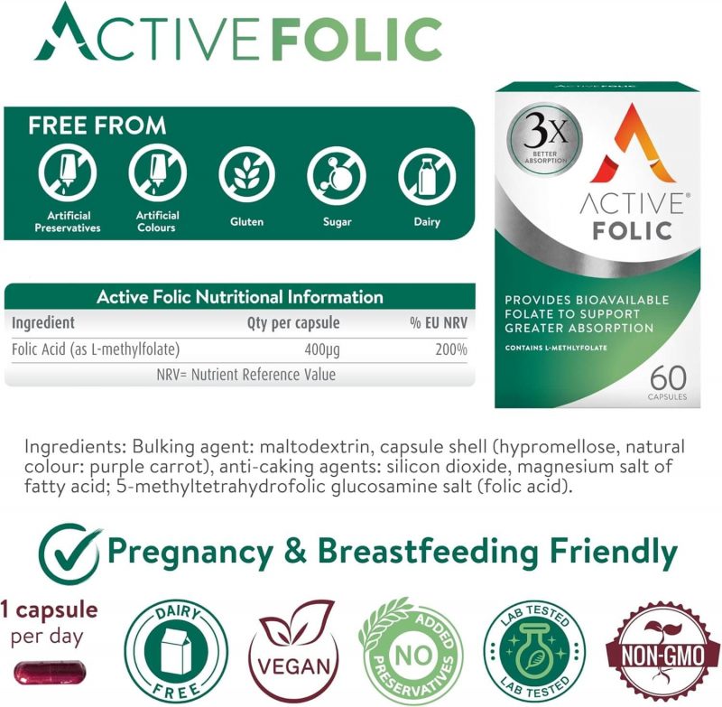 Active Folic Folic Acid 400 µg 60 Capsules