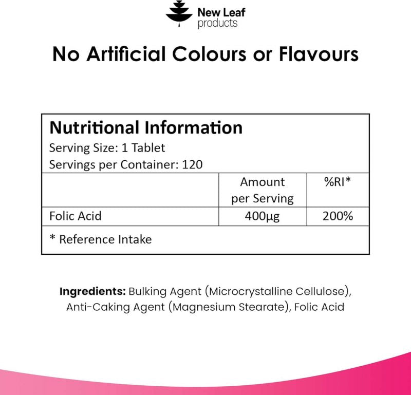 New Leaf Folic Acid 400mcg 120 Tablets