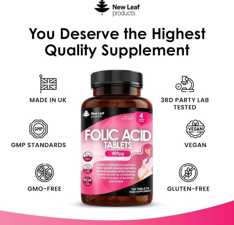 New Leaf Folic Acid 400mcg 120 Tablets
