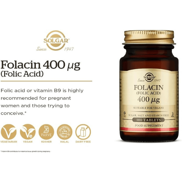 Solgar Folacin Folic Acid 400µg 100 Tablets