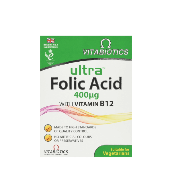 Vitabiotics Ultra Folic Acid 400µg with Vitamin B12 60 Tablets