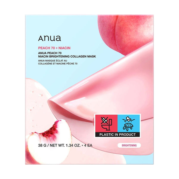 ANUA Peach 70 Niacin Brightening Collagen Mask (4 Sheets) 38g - ANUA