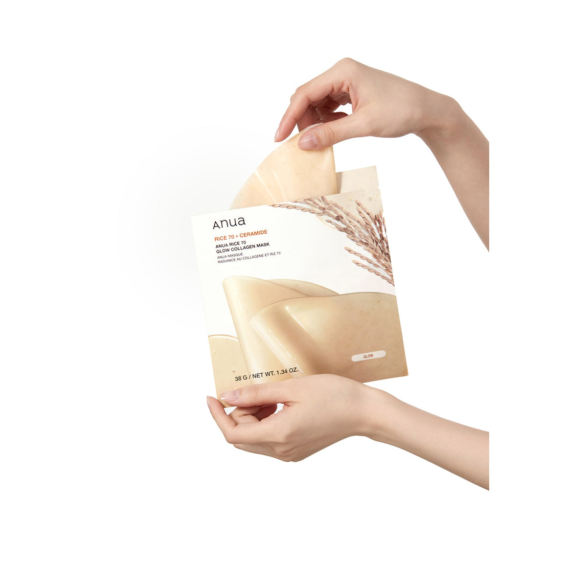 ANUA Rice 70 Glow Collagen Mask - improves hydration and elasticity 38g